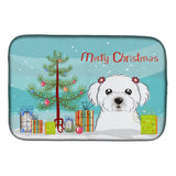 Caroline'S Treasures Christmas Tree And Maltese Dish Drying Mat, 14 X 21