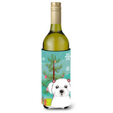 Caroline'S Treasures Christmas Tree And Maltese Wine Bottle Koozie Hugger, 750 Ml, Multicolor