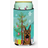Caroline'S Treasures Christmas Tree And German Shepherd Tall Boy Koozie Hugger, Multicolor