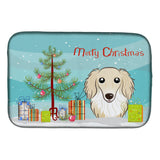 Caroline'S Treasures Christmas Tree And Longhair Crme Dachshund Dish Drying Mat, 14 X 21