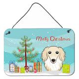 Caroline'S Treasures Christmas Tree And Longhair Creme Dachshund Wall Or Door Hanging Prints Bb1584Ds812, 8Hx12W, Multicolor