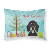 Caroline'S Treasures Bb1587Pillowcase Christmas Tree And Smooth Black And Tan Dachshund Fabric Standard Pillowcase, Large, Mul
