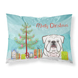 Caroline'S Treasures Bb1592Pillowcase Christmas Tree And White English Bulldog Fabric Standard Pillowcase, Large, Multicolor