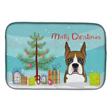 Caroline'S Treasures Christmas Tree And Boxer Dish Drying Mat, 14 X 21