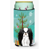 Caroline'S Treasures Christmas Tree And Japanese Chin Tall Boy Koozie Hugger, Multicolor