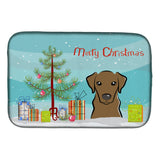 Caroline'S Treasures Christmas Tree And Chocolate Labrador Dish Drying Mat, 14 X 21