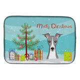 Caroline'S Treasures Christmas Tree And Italian Greyhound Dish Drying Mat, 14 X 21