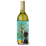 Caroline'S Treasures Christmas Tree And Doberman Wine Bottle Koozie Hugger, 750 Ml, Multicolor