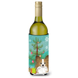 Caroline'S Treasures Christmas Tree And Papillon Wine Bottle Koozie Hugger, 750 Ml, Multicolor
