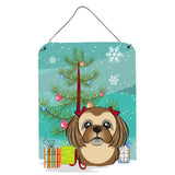 Caroline'S Treasures Christmas Tree And Chocolate Brown Shih Tzu Wall Or Door Hanging Prints Bb1621Ds1216, 16Hx12W, Multicolor