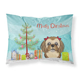 Caroline'S Treasures Bb1621Pillowcase Christmas Tree And Chocolate Brown Shih Tzu Fabric Standard Pillowcase, Large, Multicolo