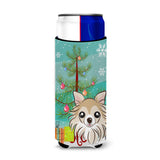 Caroline'S Treasures Christmas Tree And Chihuahua Michelob Ultra Koozies For Slim Cans, Multicolor