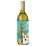 Caroline'S Treasures Christmas Tree And Sable Corgi Wine Bottle Koozie Hugger, 750 Ml, Multicolor