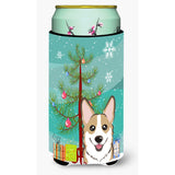 Caroline'S Treasures Christmas Tree And Sable Corgi Tall Boy Koozie Hugger, Multicolor