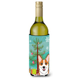 Caroline'S Treasures Christmas Tree And Red Corgi Wine Bottle Koozie Hugger, 750 Ml, Multicolor