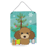 Caroline'S Treasures Christmas Tree And Chocolate Brown Poodle Wall Or Door Hanging Prints Bb1628Ds1216, 16Hx12W, Multicolor