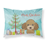 Caroline'S Treasures Bb1628Pillowcase Christmas Tree And Chocolate Brown Poodle Fabric Standard Pillowcase, Large, Multicolor,