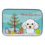Caroline'S Treasures Christmas Tree And White Poodle Dish Drying Mat, 14 X 21