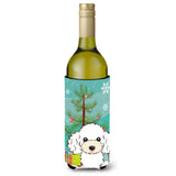 Caroline'S Treasures Christmas Tree And White Poodle Wine Bottle Koozie Hugger, 750 Ml, Multicolor