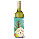 Caroline'S Treasures Christmas Tree And Buff Poodle Wine Bottle Koozie Hugger, 750 Ml, Multicolor