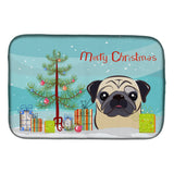 Caroline'S Treasures Christmas Tree And Fawn Pug Dish Drying Mat, 14 X 21