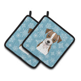 Caroline'S Treasures Snowflake Jack Russell Terrier Pair Of Pot Holders Bb1636Pthd, 7.5Hx7.5W, Multicolor