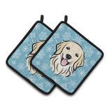 Caroline'S Treasures Snowflake Golden Retriever Pair Of Pot Holders Bb1639Pthd, 7.5Hx7.5W, Multicolor