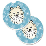 Caroline'S Treasures Snowflake Pomeranian Set Of 2 Cup Holder Car Coasters Bb1641Carc, 2.56, Multicolor