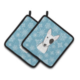 Caroline'S Treasures Snowflake Bull Terrier Pair Of Pot Holders Bb1643Pthd, 7.5Hx7.5W, Multicolor