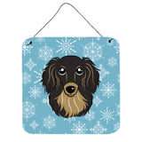 Caroline'S Treasures Snowflake Longhair Black And Tan Dachshund Wall Or Door Hanging Prints Bb1647Ds66, 6Hx6W, Multicolor