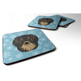 Caroline'S Treasures Bb1647Fc Snowflake Longhair Black And Tan Dachshund Foam Coasters (Set Of 4), 3.5, Multicolor