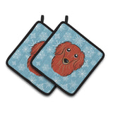 Caroline'S Treasures Snowflake Longhair Red Dachshund Pair Of Pot Holders Bb1648Pthd, 7.5Hx7.5W, Multicolor