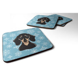 Caroline'S Treasures Bb1649Fc Snowflake Smooth Black And Tan Dachshund Foam Coasters (Set Of 4), 3.5, Multicolor