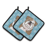 Caroline'S Treasures Snowflake English Bulldog Pair Of Pot Holders Bb1653Pthd, 7.5Hx7.5W, Multicolor
