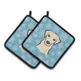 Caroline'S Treasures Snowflake Yellow Labrador Pair Of Pot Holders Bb1656Pthd, 7.5Hx7.5W, Multicolor