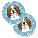 Caroline'S Treasures Snowflake Cavalier Spaniel Set Of 2 Cup Holder Car Coasters Bb1658Carc, 2.56, Multicolor