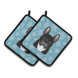 Caroline'S Treasures Snowflake French Bulldog Pair Of Pot Holders Bb1661Pthd, 7.5Hx7.5W, Multicolor