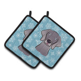 Caroline'S Treasures Snowflake Weimaraner Pair Of Pot Holders Bb1665Pthd, 7.5Hx7.5W, Multicolor