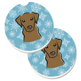 Caroline'S Treasures Snowflake Chocolate Labrador Set Of 2 Cup Holder Car Coasters Bb1668Carc, 2.56, Multicolor