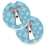 Caroline'S Treasures Snowflake Italian Greyhound Set Of 2 Cup Holder Car Coasters Bb1670Carc, 2.56, Multicolor