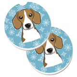 Caroline'S Treasures Snowflake Beagle Set Of 2 Cup Holder Car Coasters Bb1673Carc, 2.56, Multicolor