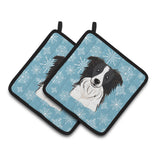 Caroline'S Treasures Snowflake Border Collie Pair Of Pot Holders Bb1675Pthd, 7.5Hx7.5W, Multicolor