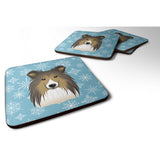 Caroline'S Treasures Bb1676Fc Snowflake Sheltie Foam Coasters (Set Of 4), 3.5, Multicolor