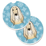 Caroline'S Treasures Snowflake Afghan Hound Set Of 2 Cup Holder Car Coasters Bb1678Carc, 2.56, Multicolor