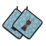 Caroline'S Treasures Snowflake Doberman Pair Of Pot Holders Bb1679Pthd, 7.5Hx7.5W, Multicolor