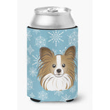 Caroline'S Treasures Snowflake Papillon Can/Bottle Hugger, Multicolor