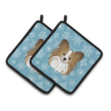 Caroline'S Treasures Snowflake Papillon Pair Of Pot Holders Bb1682Pthd, 7.5Hx7.5W, Multicolor