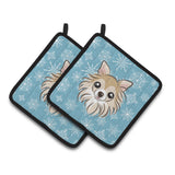 Caroline'S Treasures Snowflake Chihuahua Pair Of Pot Holders Bb1685Pthd, 7.5Hx7.5W, Multicolor