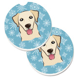 Caroline'S Treasures Snowflake Golden Retriever Set Of 2 Cup Holder Car Coasters Bb1686Carc, 2.56, Multicolor