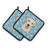 Caroline'S Treasures Snowflake Golden Retriever Pair Of Pot Holders Bb1686Pthd, 7.5Hx7.5W, Multicolor